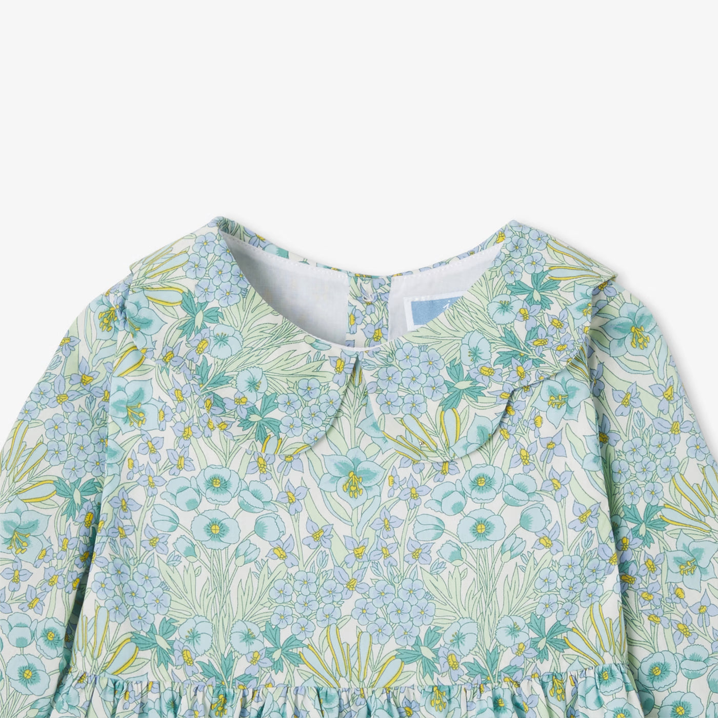Φόρεμα για βρέφη κορίτσι από ύφασμα Liberty - λευκό/πολύχρωμο