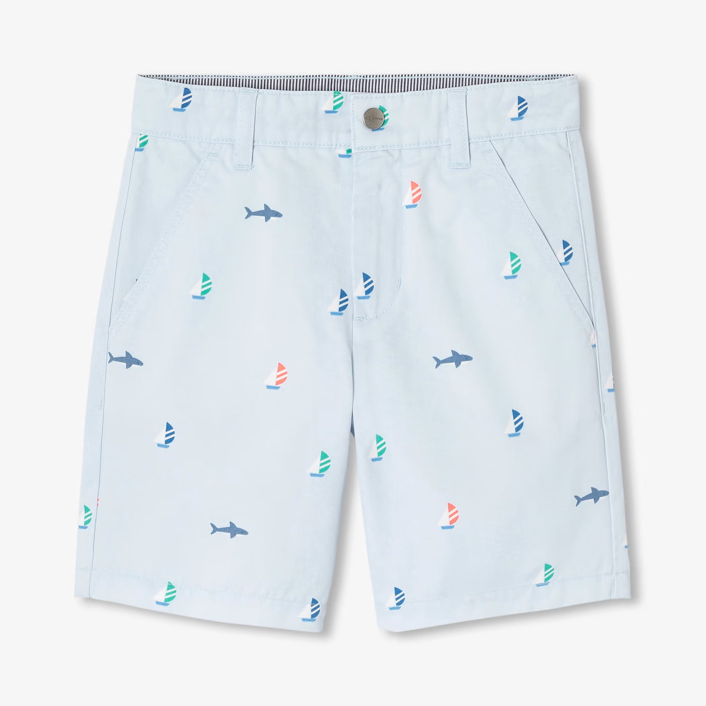 Βερμούδες για αγόρια σε τυπωμένο twill - μπλε παγετώνα