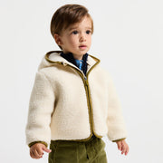 Βρεφικό μπουφάν Jacadi με φερμουάρ από sherpa fleece - απαλό λευκό