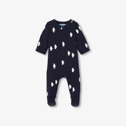Μαλακές φλις πιτζάμες για μωρά - μπλε σκούρο/λευκό