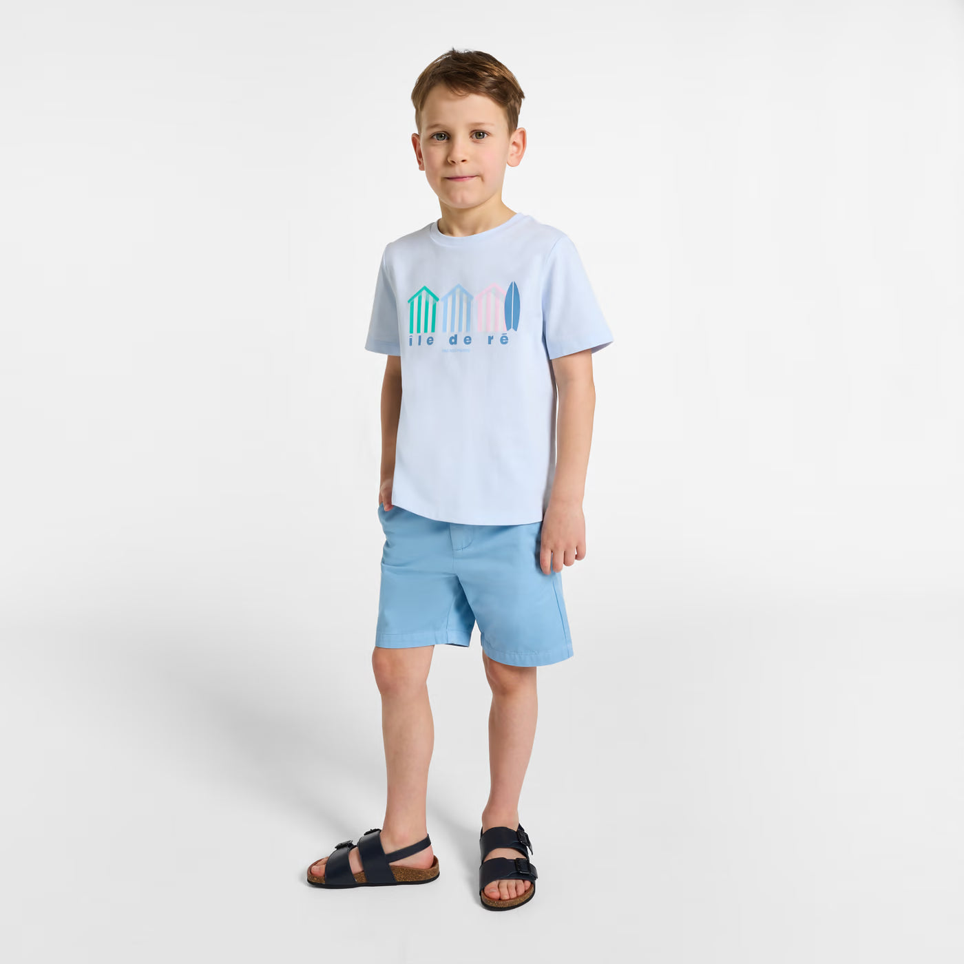 Βερμούδες για αγόρια σε βαμβακερό twill - μπλε ατσάλι