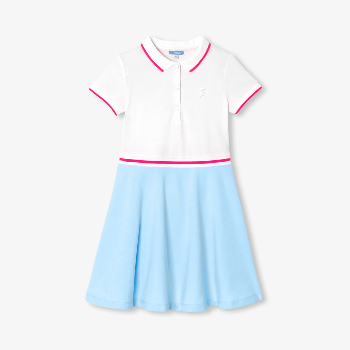 Πλεκτό φόρεμα πικέ για κορίτσια - λευκό/μπλε
