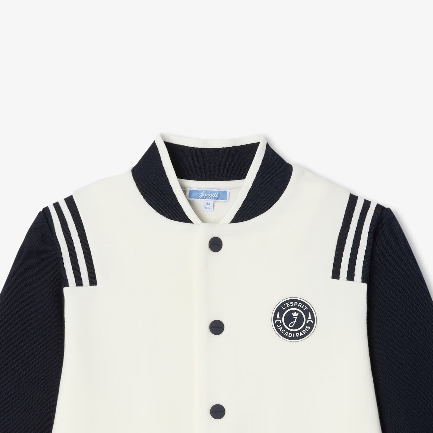 Αγορικό Teddy jacket σε πικέ πλεκτό - εκρού/navy