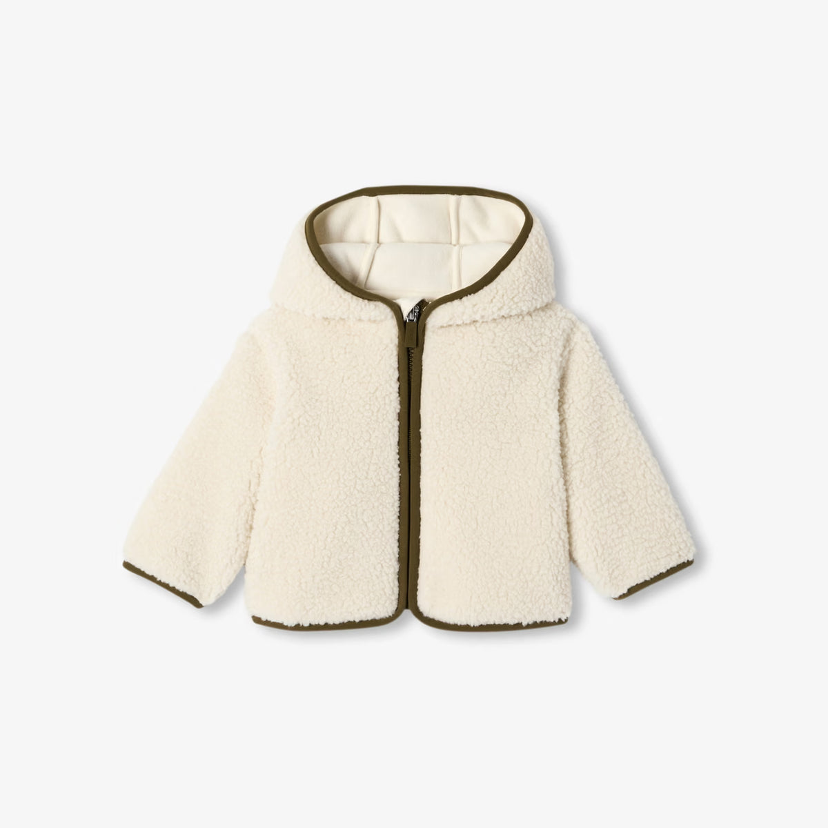 Βρεφικό μπουφάν Jacadi με φερμουάρ από sherpa fleece - απαλό λευκό