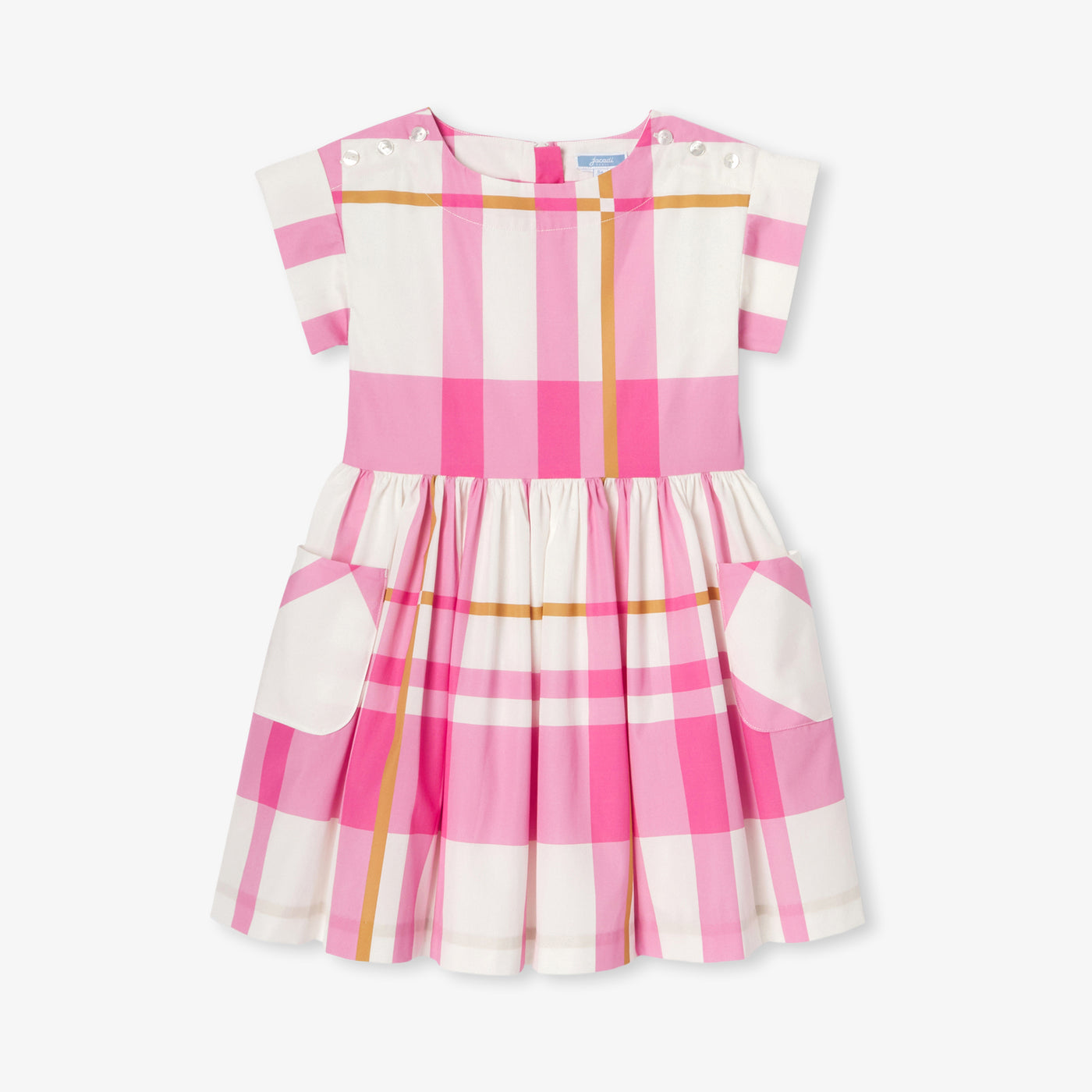 Καρό φόρεμα για κορίτσια - απαλό λευκό/πολύχρωμο