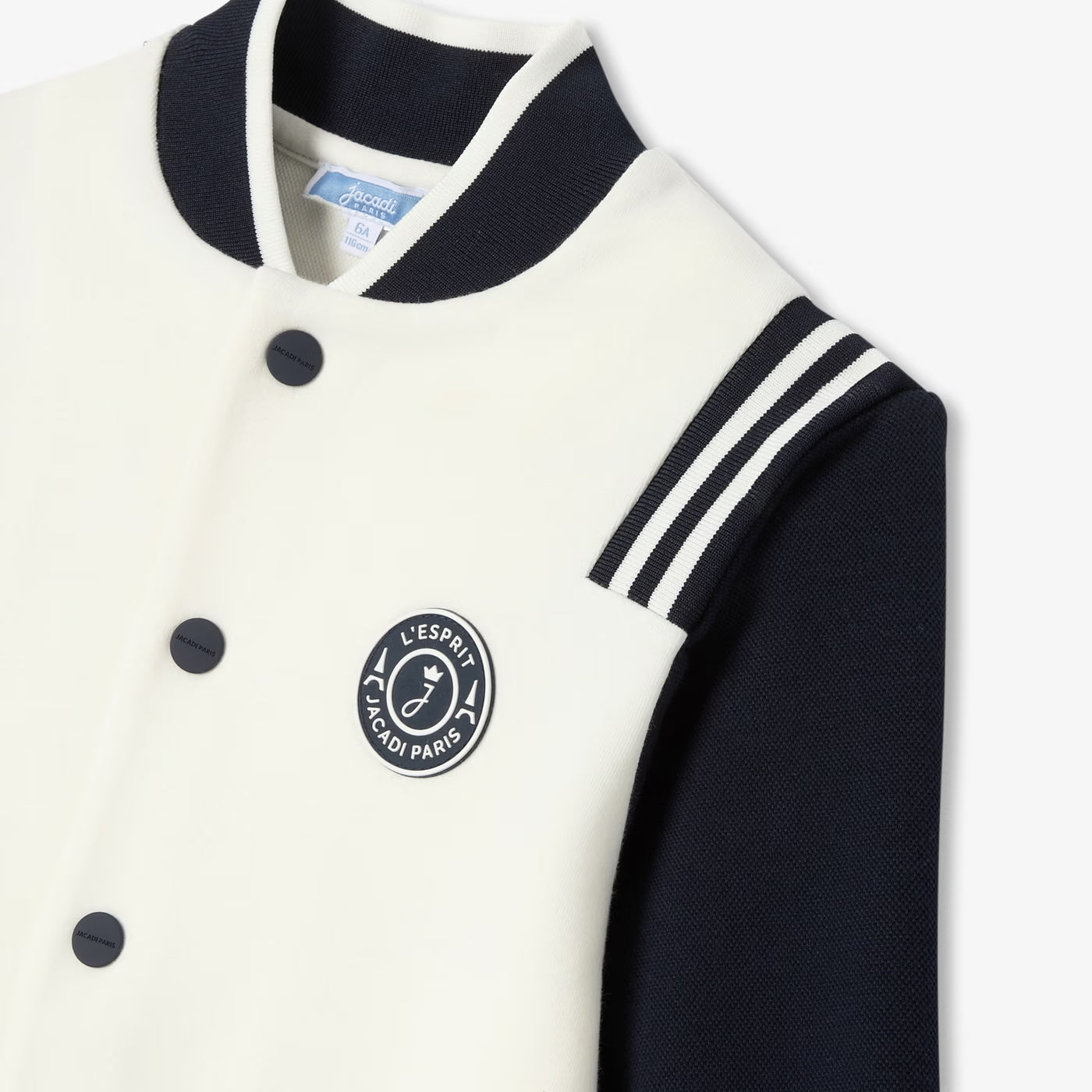 Αγορικό Teddy jacket σε πικέ πλεκτό - εκρού/navy