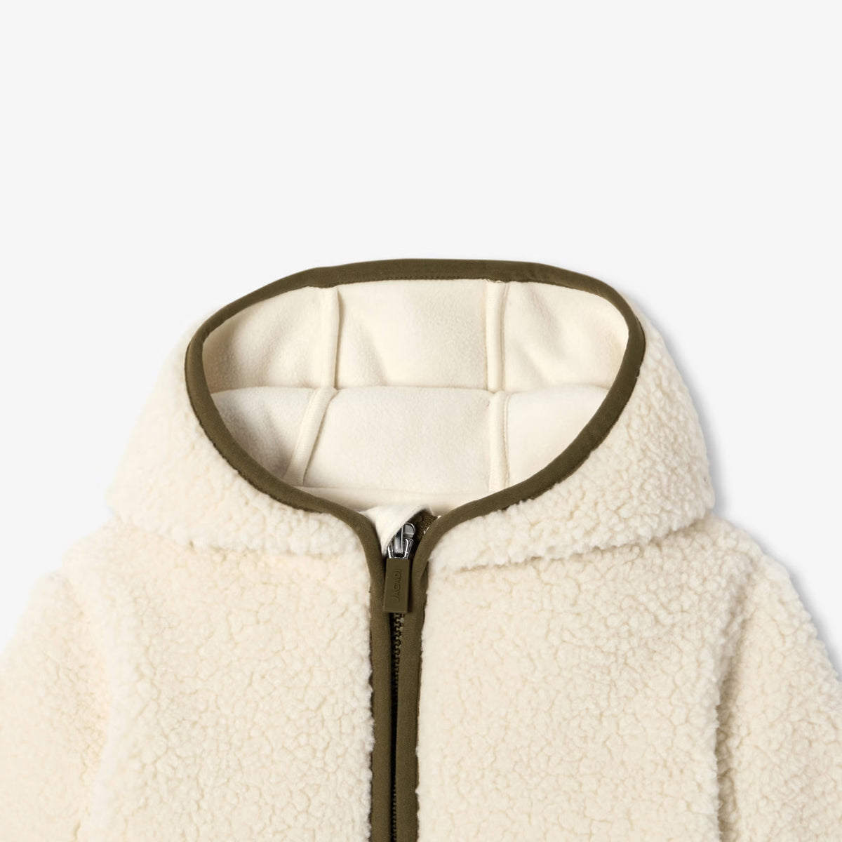 Βρεφικό μπουφάν Jacadi με φερμουάρ από sherpa fleece - απαλό λευκό