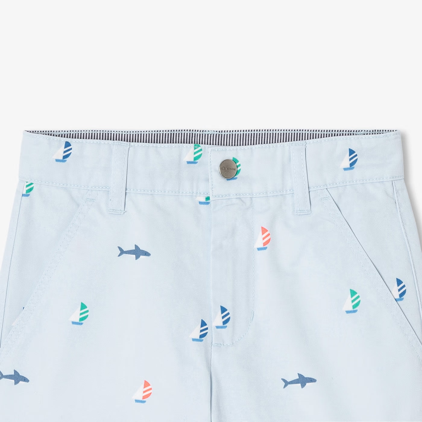 Βερμούδες για αγόρια σε τυπωμένο twill - μπλε παγετώνα
