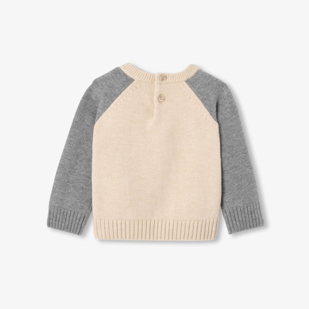 Πλεκτό πουλόβερ με χρωματικές ρίγες για μωρά αγόρια - γκρι/εκρού