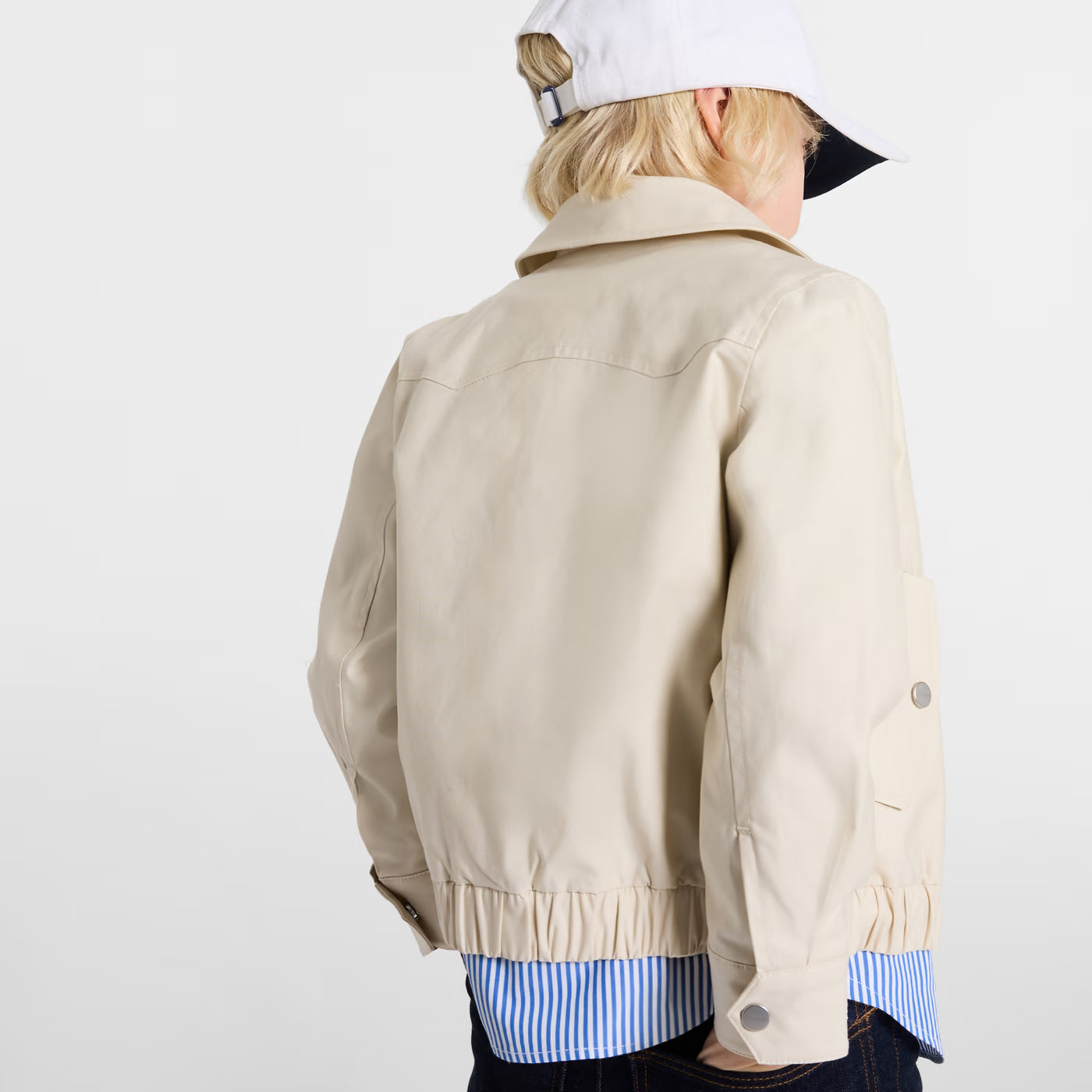 Παιδικό μπουφάν Harrington σε ελαφρύ twill - μπεζ-γκρι