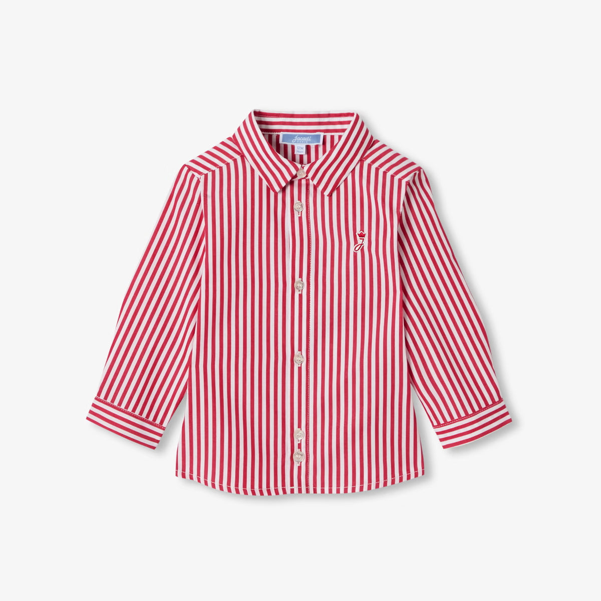 Ριγέ πουκάμισο ποπλίνας για μωρά αγόρια - λευκό/κόκκινο