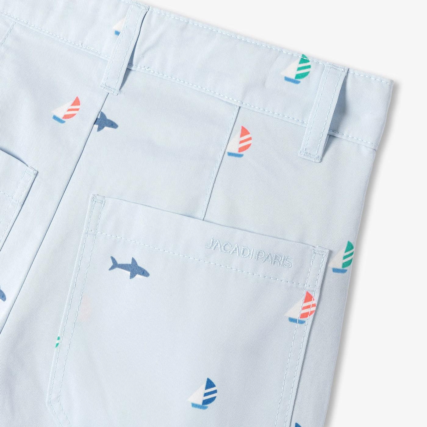 Βερμούδες για αγόρια σε τυπωμένο twill - μπλε παγετώνα