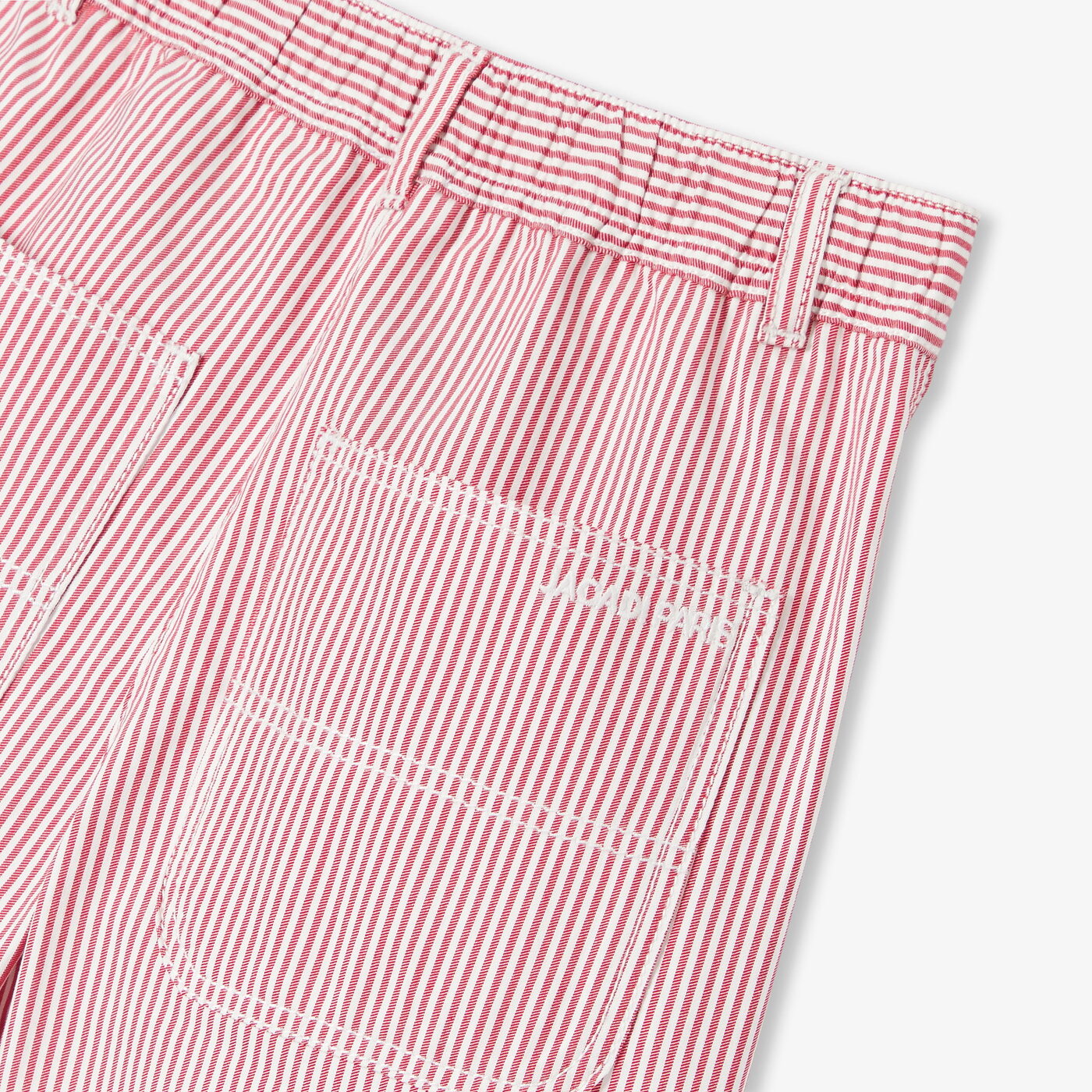 Ριγέ βερμούδα twill για αγόρια - λευκό/κόκκινο