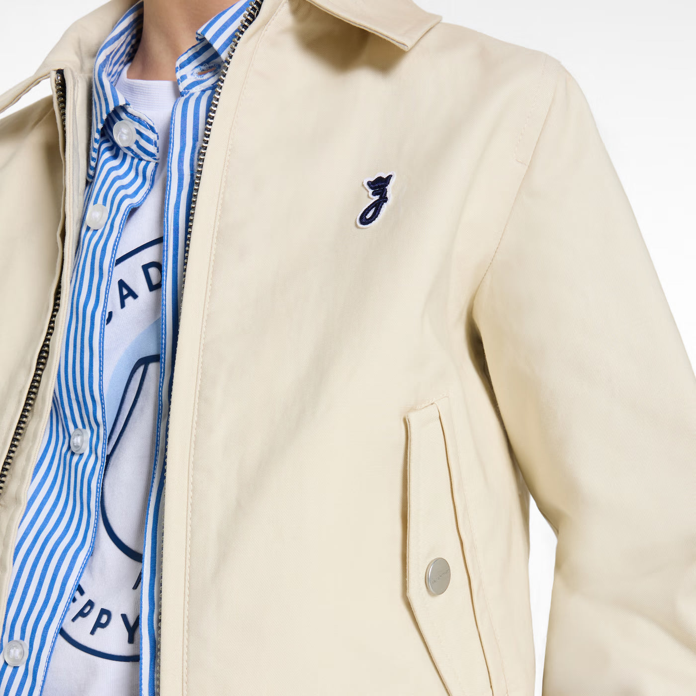 Παιδικό μπουφάν Harrington σε ελαφρύ twill - μπεζ-γκρι
