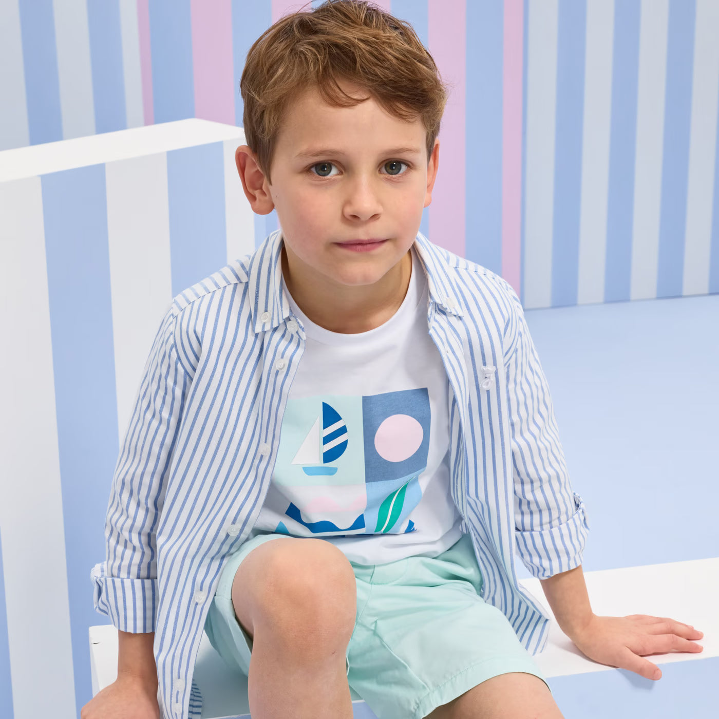 Βερμούδες για αγόρια σε βαμβακερό twill - ανοιχτό πράσινο